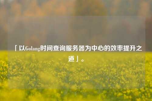 「以Golang時間查詢服務器為中心的效率提升之道」。